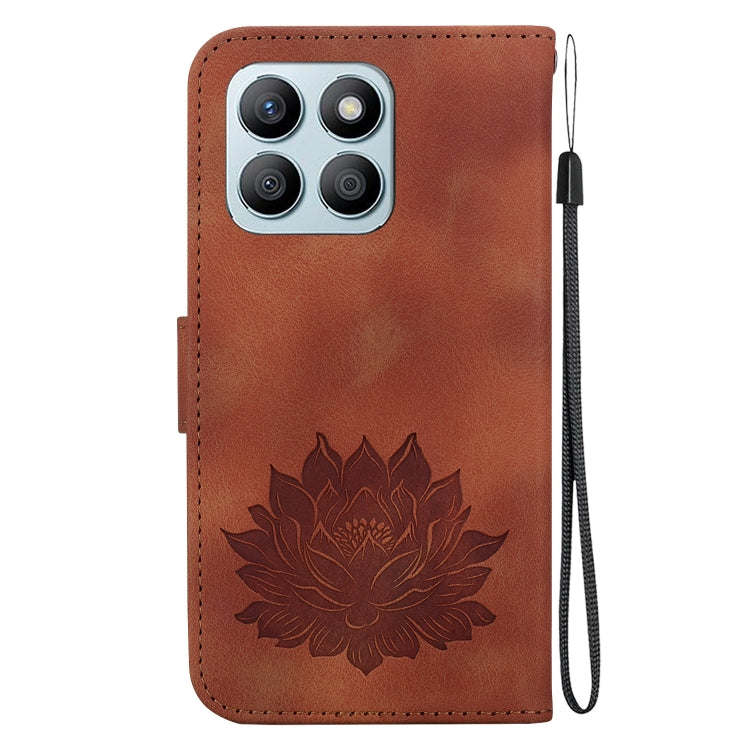 For Honor X8b Lotus Embossed Leather Phone Case
