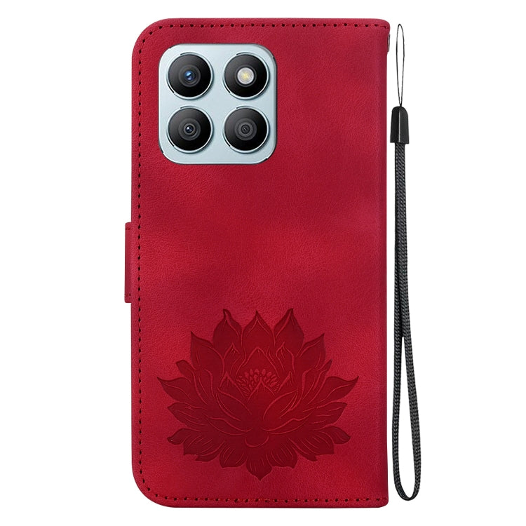 For Honor X8b Lotus Embossed Leather Phone Case