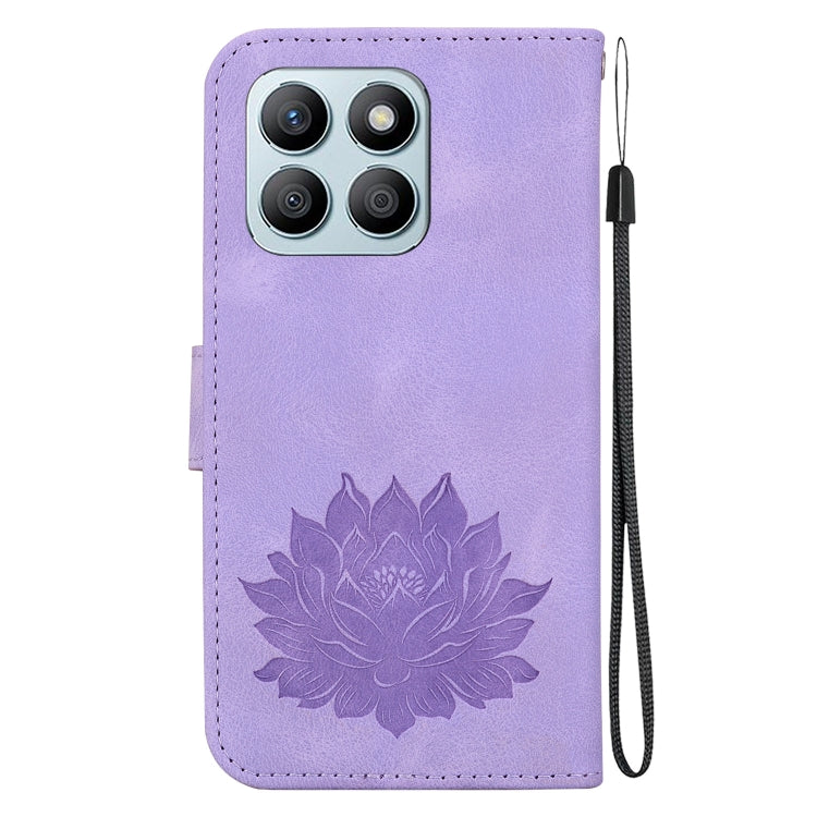 For Honor X8b Lotus Embossed Leather Phone Case