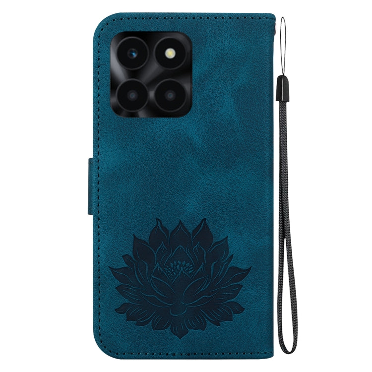 For Honor X6a Lotus Embossed Leather Phone Case