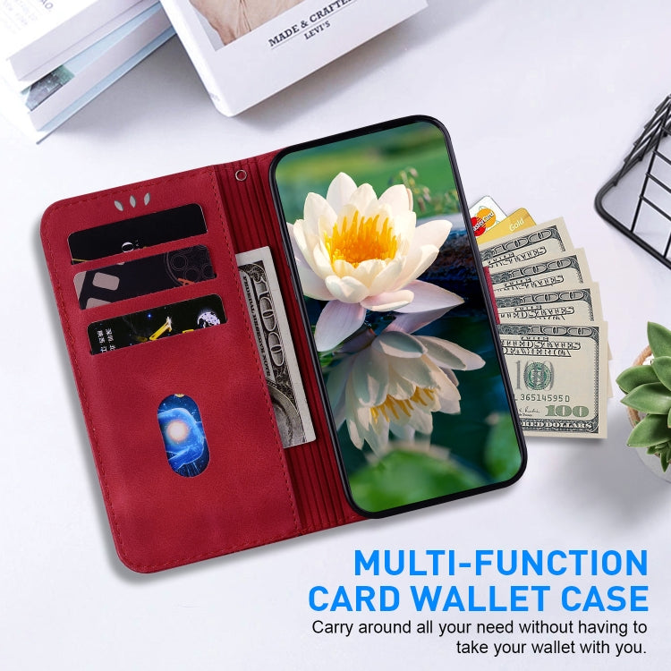 For Honor X6a Lotus Embossed Leather Phone Case