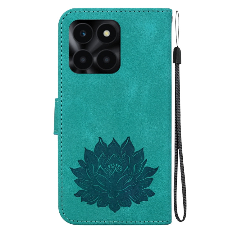 For Honor X6a Lotus Embossed Leather Phone Case