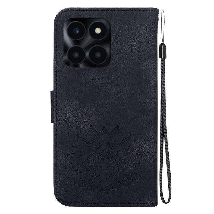 For Honor X6a Lotus Embossed Leather Phone Case