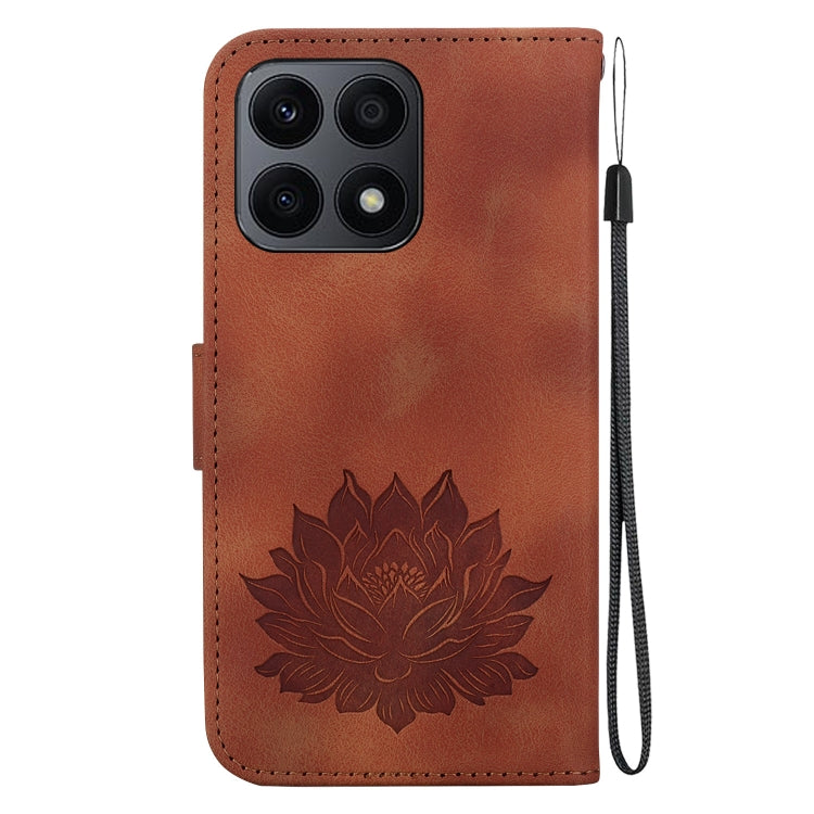 For Honor X8a Lotus Embossed Leather Phone Case