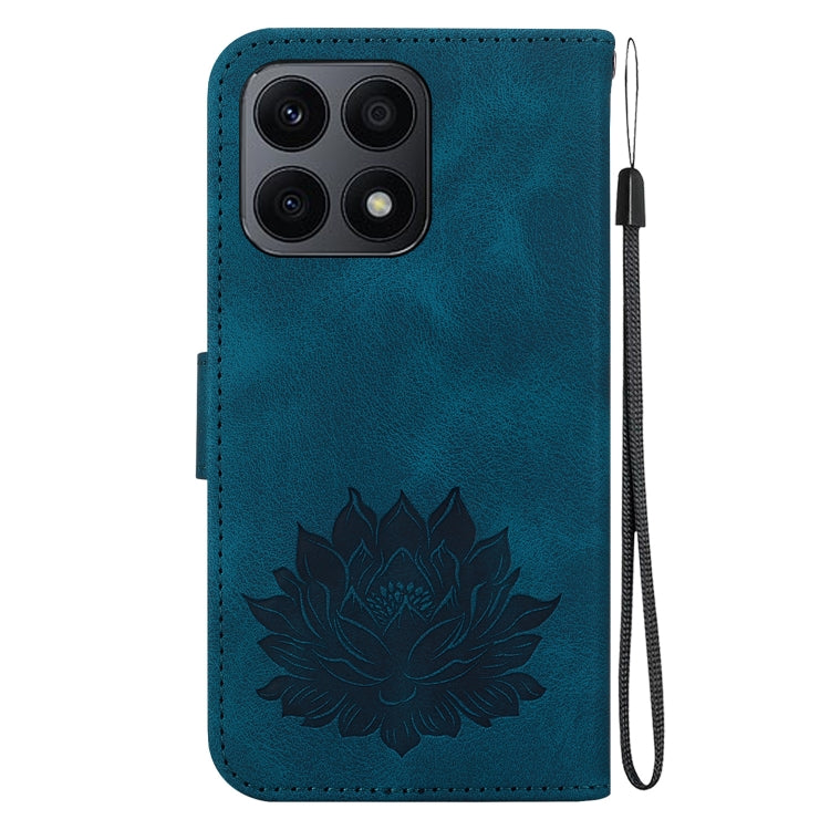 For Honor X8a Lotus Embossed Leather Phone Case