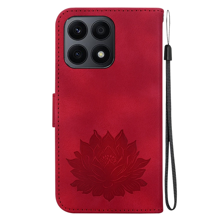 For Honor X8a Lotus Embossed Leather Phone Case