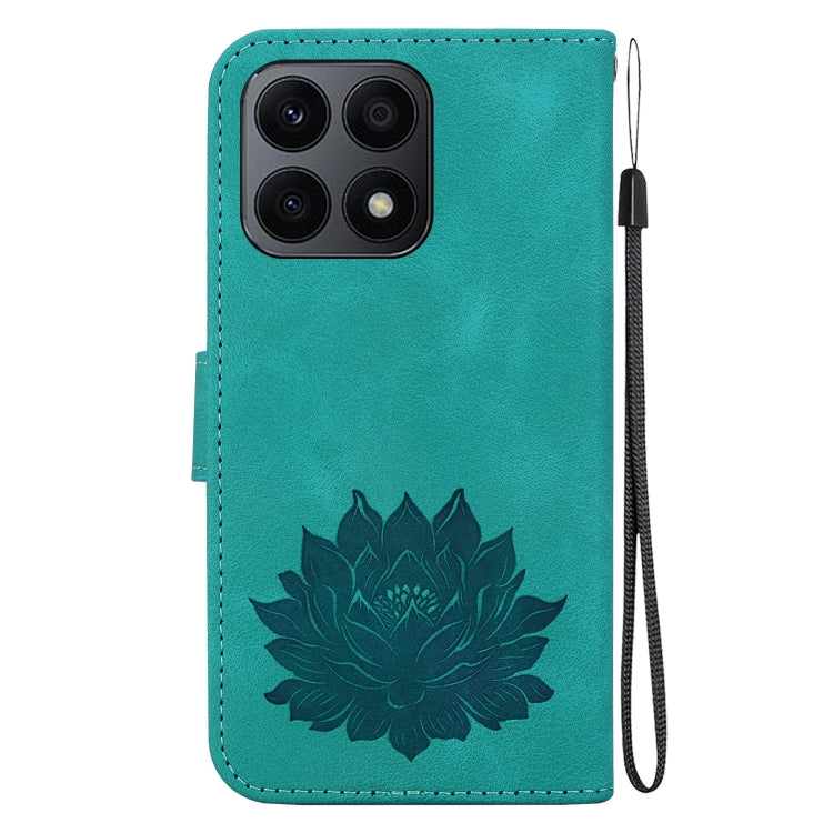 For Honor X8a Lotus Embossed Leather Phone Case