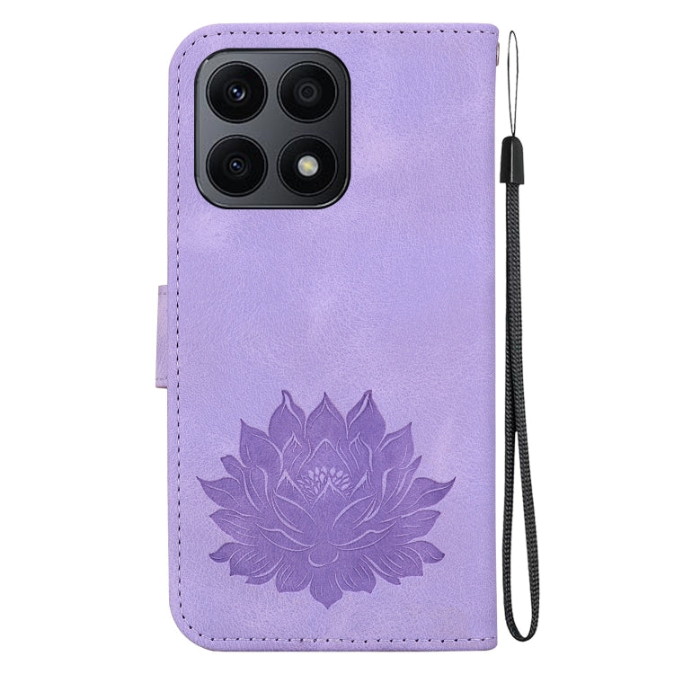 For Honor X8a Lotus Embossed Leather Phone Case