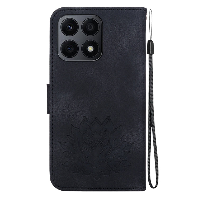 For Honor X8a Lotus Embossed Leather Phone Case