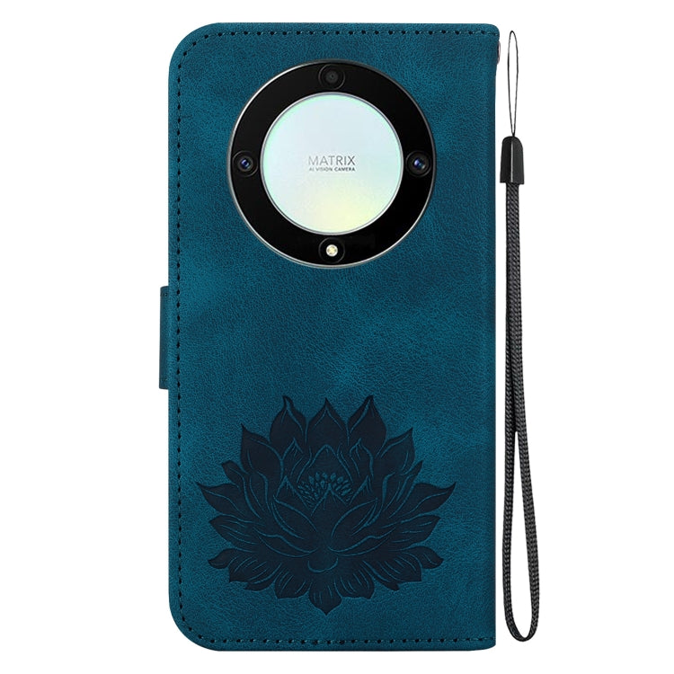 For Honor X9a Lotus Embossed Leather Phone Case