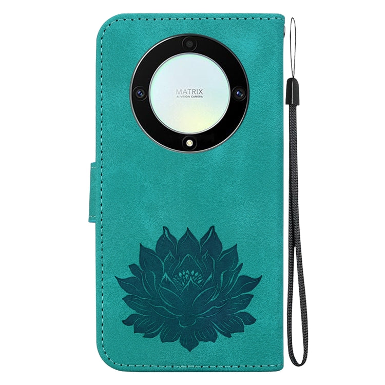 For Honor X9a Lotus Embossed Leather Phone Case