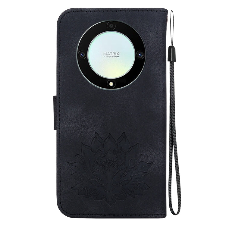 For Honor X9a Lotus Embossed Leather Phone Case
