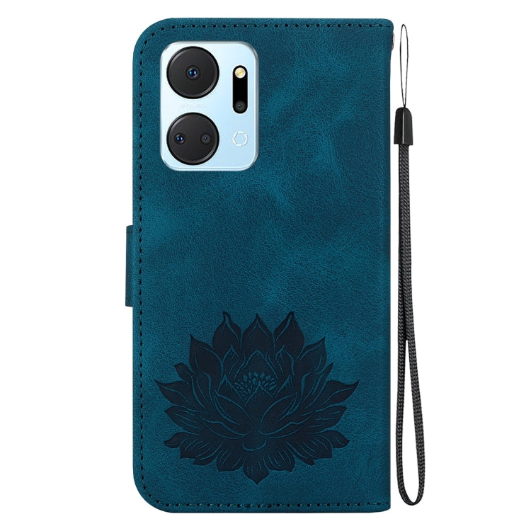 For Honor X7a Lotus Embossed Leather Phone Case