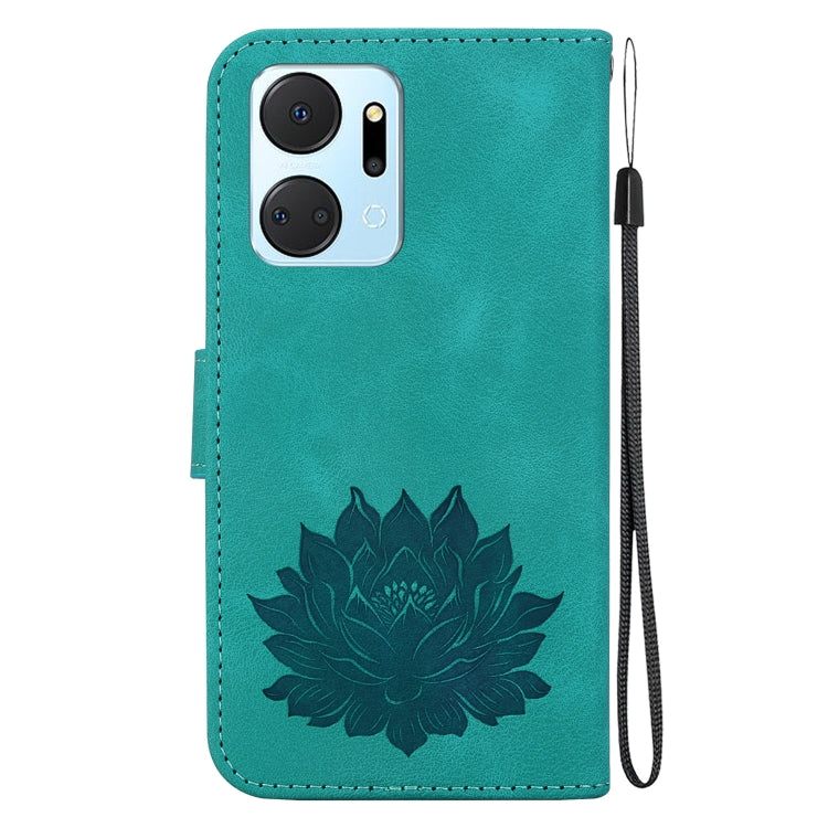 For Honor X7a Lotus Embossed Leather Phone Case