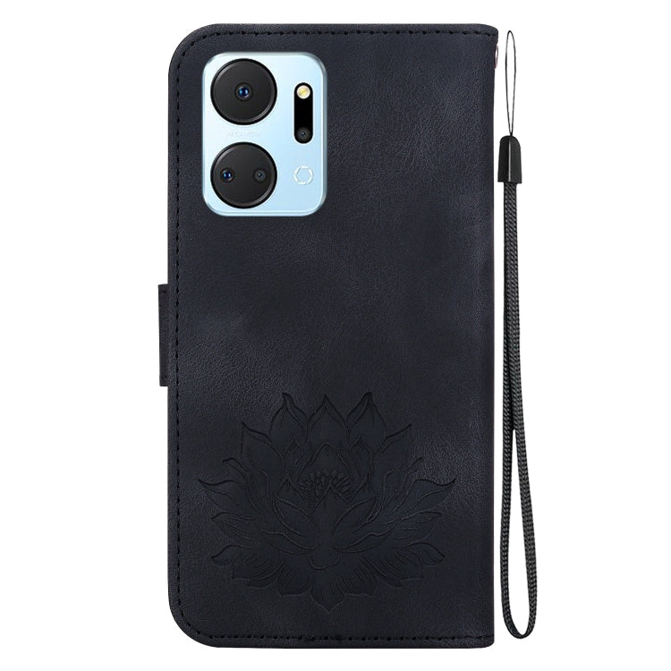 For Honor X7a Lotus Embossed Leather Phone Case