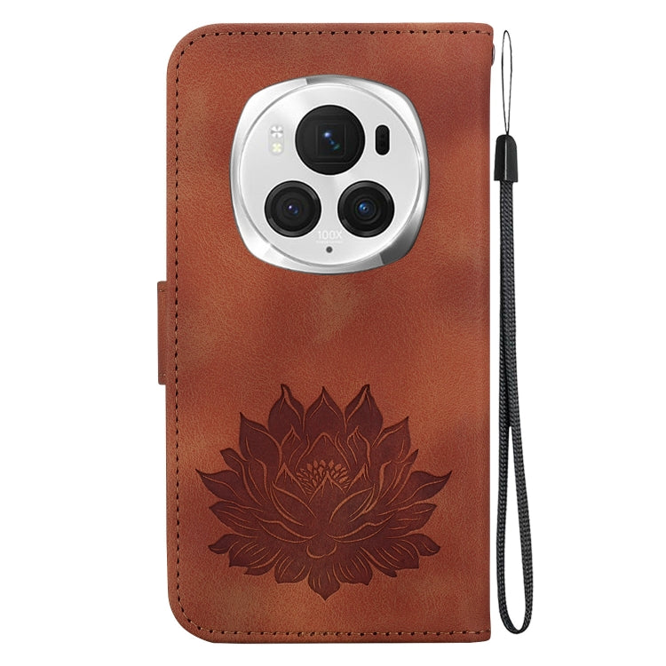For Honor Magic6 Pro Lotus Embossed Leather Phone Case