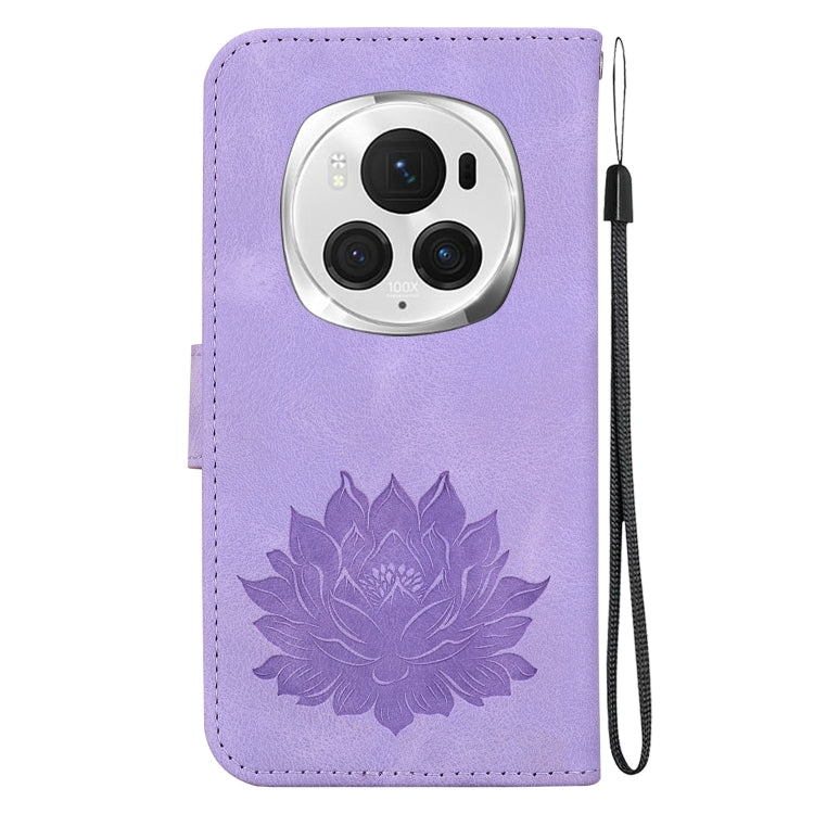 For Honor Magic6 Pro Lotus Embossed Leather Phone Case