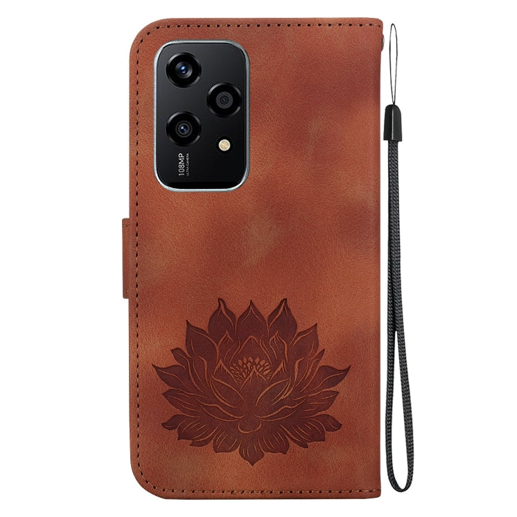 For Honor 200 Lite Global Lotus Embossed Leather Phone Case
