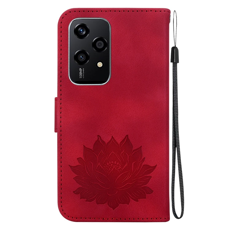 For Honor 200 Lite Global Lotus Embossed Leather Phone Case