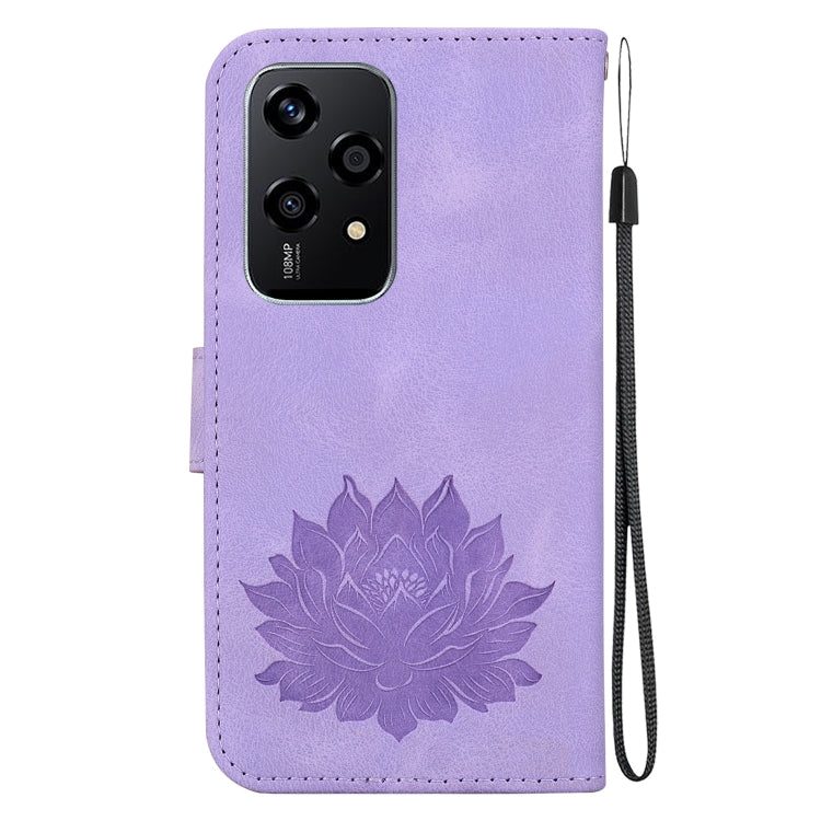 For Honor 200 Lite Global Lotus Embossed Leather Phone Case