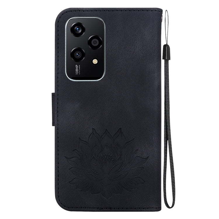 For Honor 200 Lite Global Lotus Embossed Leather Phone Case