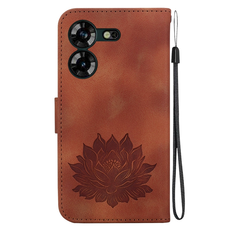 For Tecno Pova 5 Lotus Embossed Leather Phone Case