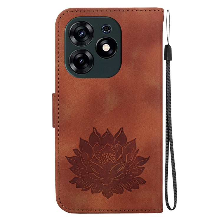 For Tecno Spark 10 Pro Lotus Embossed Leather Phone Case