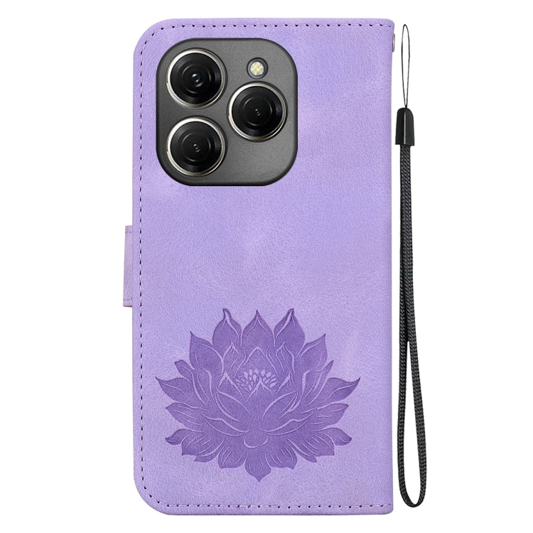 For Tecno Spark 20 Pro Lotus Embossed Leather Phone Case