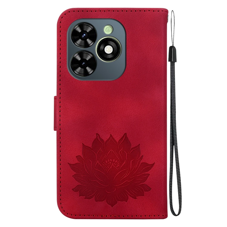 For Tecno Spark 20C / Pop 8 Lotus Embossed Leather Phone Case