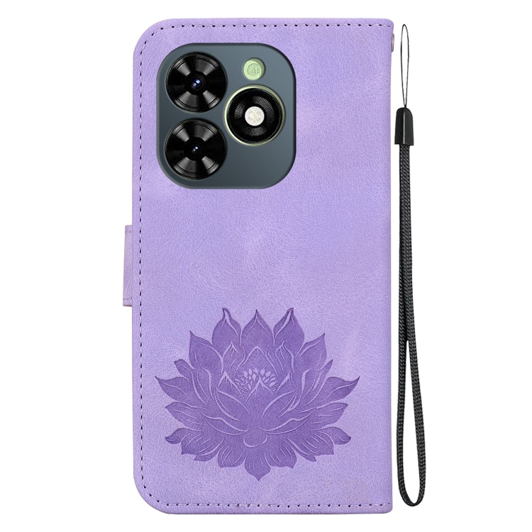 For Tecno Spark 20C / Pop 8 Lotus Embossed Leather Phone Case