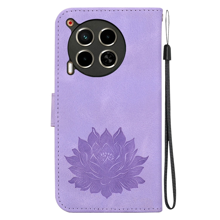 For Tecno Camon 30 4G / 5G Lotus Embossed Leather Phone Case