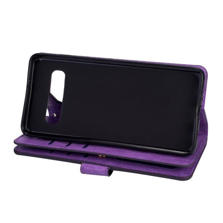 Samsung Galaxy S10+ Multifunctional Zipper Horizontal Flip Leather Case with Holder & Wallet & 9 Card Slots & Lanyard