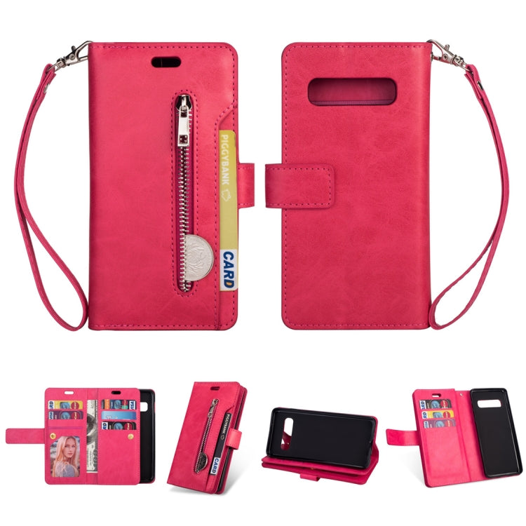 Samsung Galaxy S10+ Multifunctional Zipper Horizontal Flip Leather Case with Holder & Wallet & 9 Card Slots & Lanyard