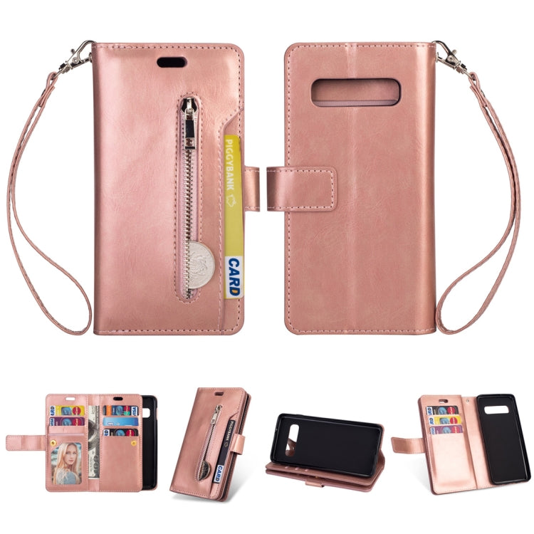 Samsung Galaxy S10+ Multifunctional Zipper Horizontal Flip Leather Case with Holder & Wallet & 9 Card Slots & Lanyard