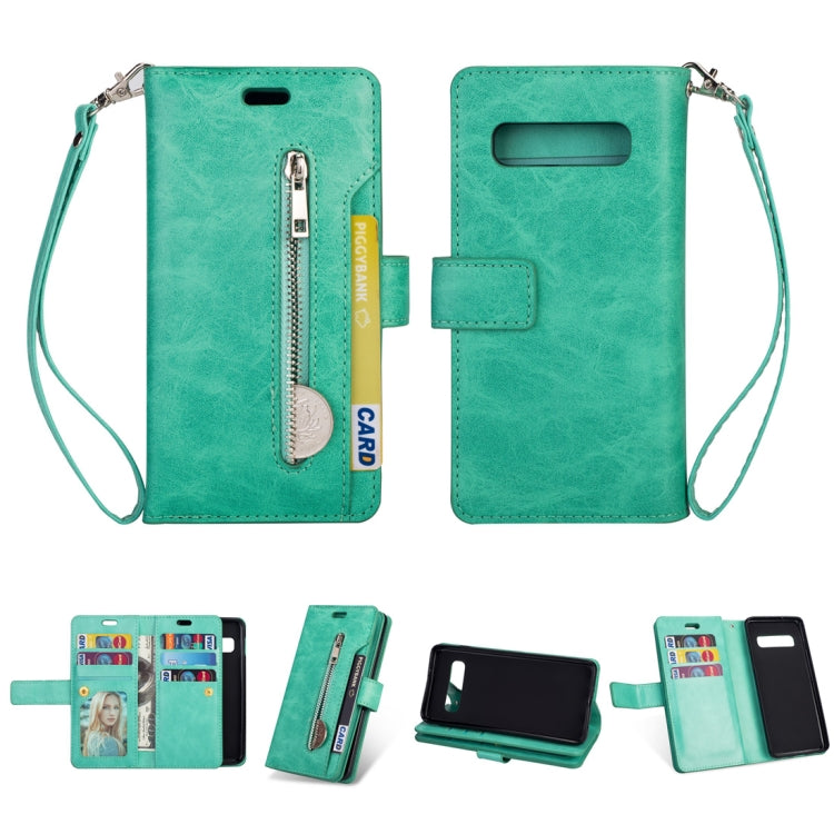 Samsung Galaxy S10+ Multifunctional Zipper Horizontal Flip Leather Case with Holder & Wallet & 9 Card Slots & Lanyard