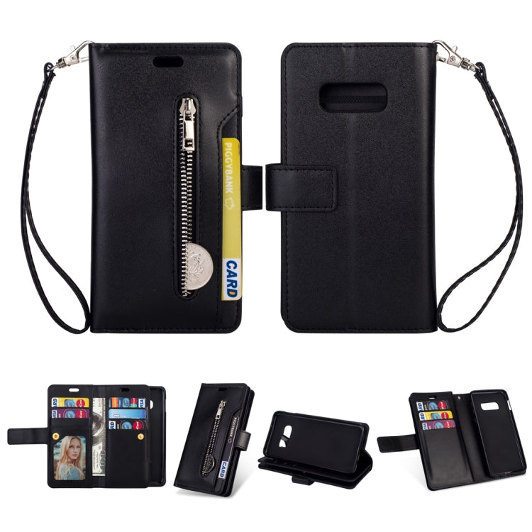 For Samsung Galaxy S10e Multifunctional Zipper Horizontal Flip Leather Case with Holder & Wallet & 9 Card Slots & Lanyard