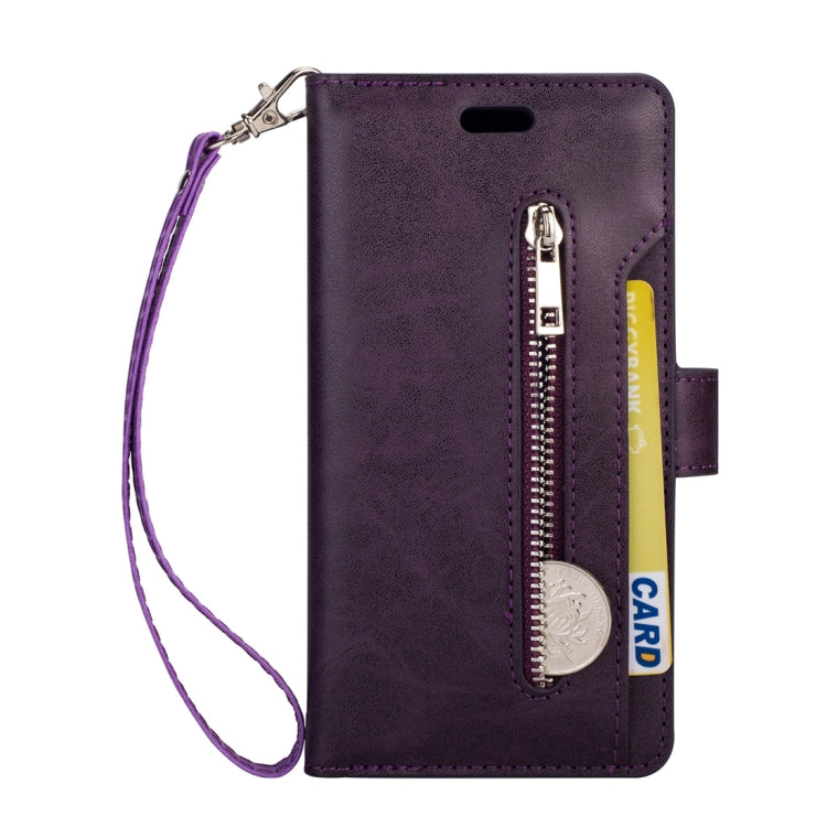 For Samsung Galaxy S10e Multifunctional Zipper Horizontal Flip Leather Case with Holder & Wallet & 9 Card Slots & Lanyard