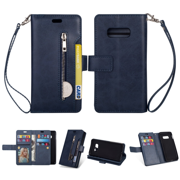 For Samsung Galaxy S10e Multifunctional Zipper Horizontal Flip Leather Case with Holder & Wallet & 9 Card Slots & Lanyard