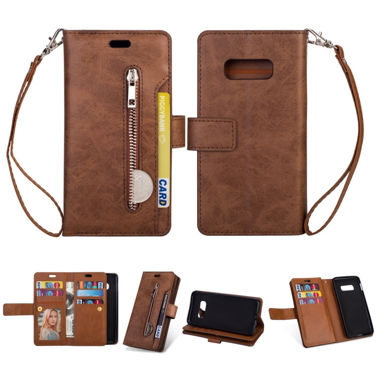 For Samsung Galaxy S10e Multifunctional Zipper Horizontal Flip Leather Case with Holder & Wallet & 9 Card Slots & Lanyard