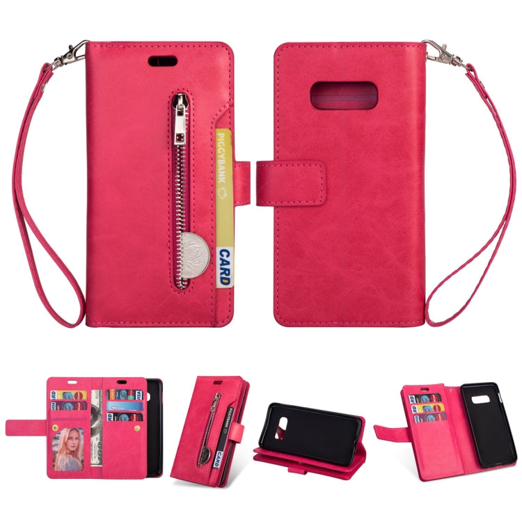 For Samsung Galaxy S10e Multifunctional Zipper Horizontal Flip Leather Case with Holder & Wallet & 9 Card Slots & Lanyard