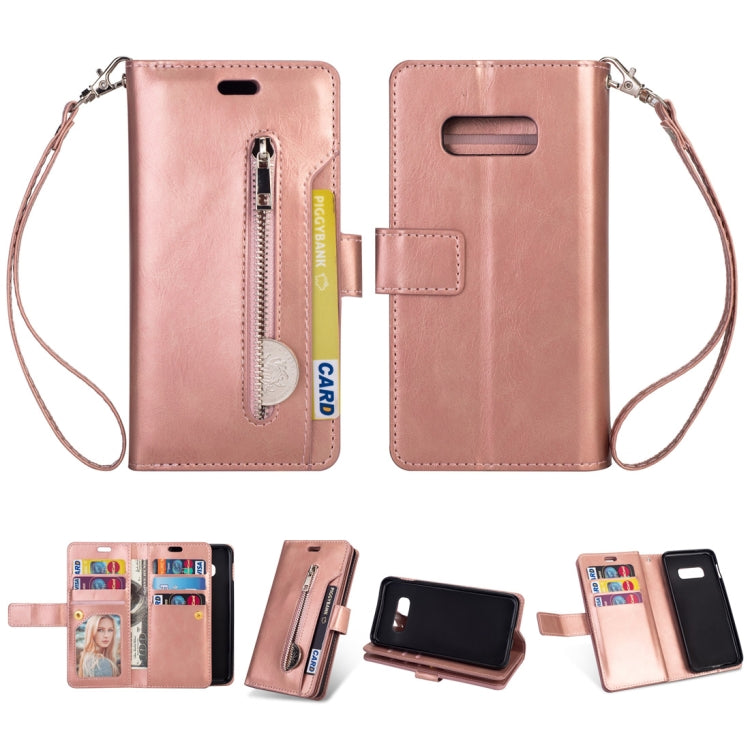 For Samsung Galaxy S10e Multifunctional Zipper Horizontal Flip Leather Case with Holder & Wallet & 9 Card Slots & Lanyard