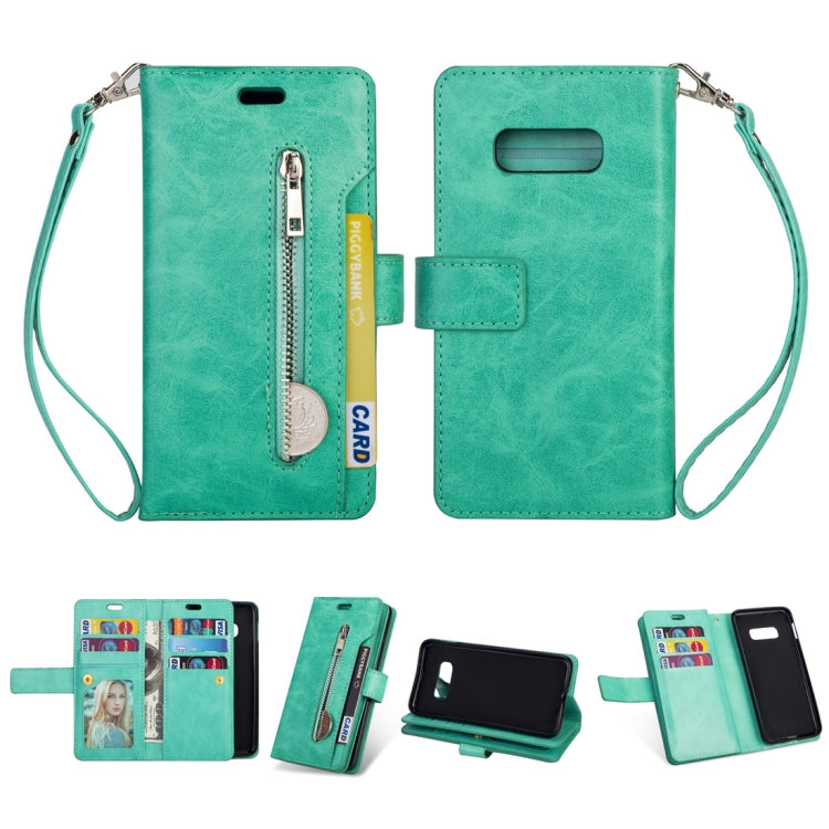 For Samsung Galaxy S10e Multifunctional Zipper Horizontal Flip Leather Case with Holder & Wallet & 9 Card Slots & Lanyard