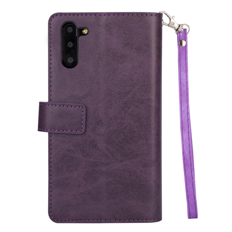 For Samsung Galaxy Note10 Multifunctional Zipper Horizontal Flip Leather Case with Holder & Wallet & 9 Card Slots & Lanyard