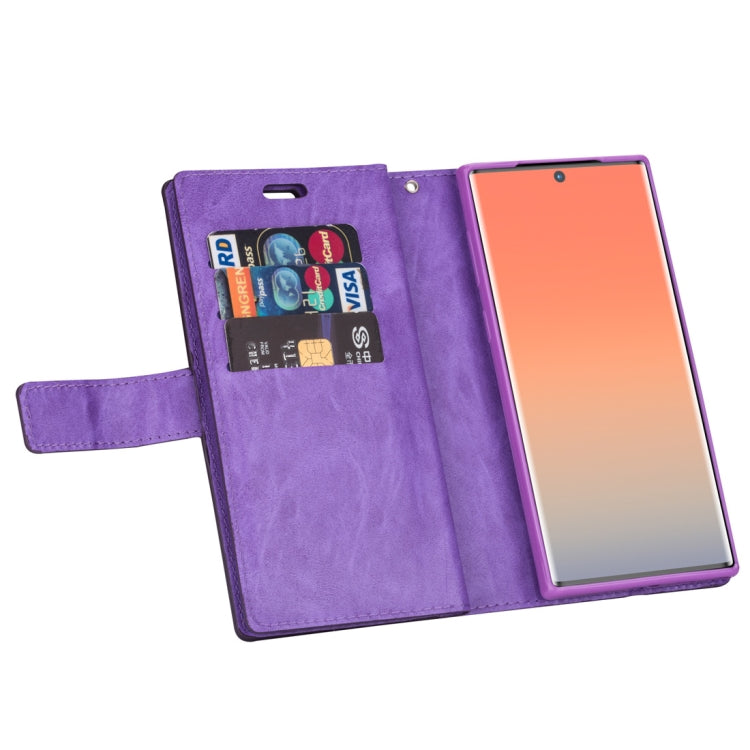For Samsung Galaxy Note10 Multifunctional Zipper Horizontal Flip Leather Case with Holder & Wallet & 9 Card Slots & Lanyard