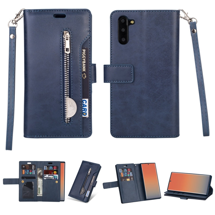 For Samsung Galaxy Note10 Multifunctional Zipper Horizontal Flip Leather Case with Holder & Wallet & 9 Card Slots & Lanyard