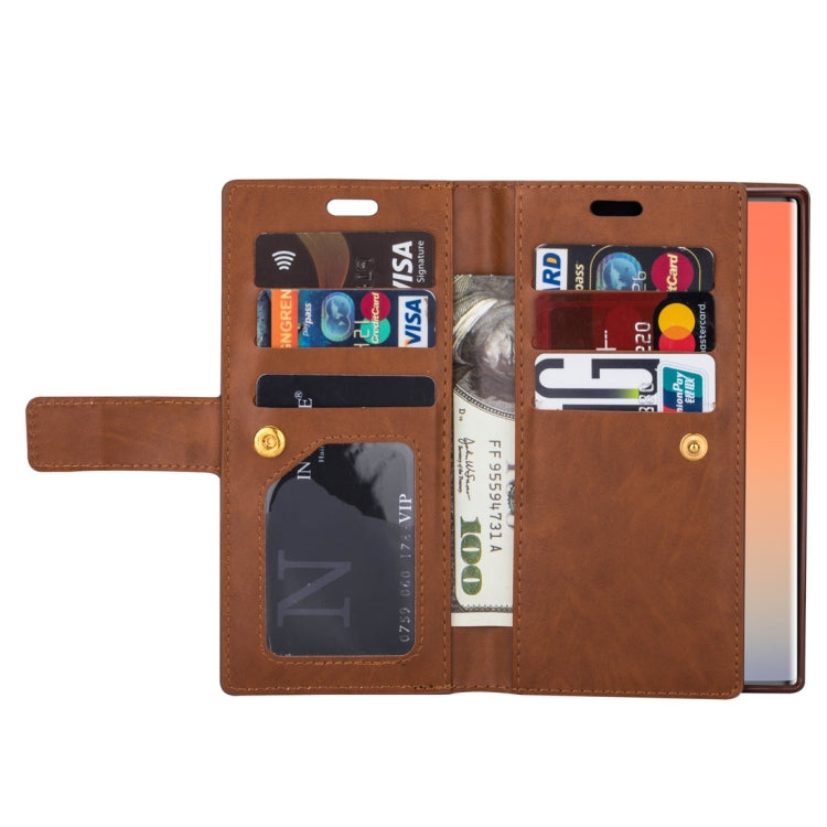 For Samsung Galaxy Note10 Multifunctional Zipper Horizontal Flip Leather Case with Holder & Wallet & 9 Card Slots & Lanyard