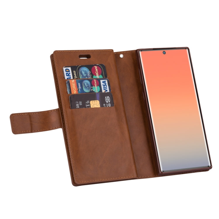 For Samsung Galaxy Note10 Multifunctional Zipper Horizontal Flip Leather Case with Holder & Wallet & 9 Card Slots & Lanyard