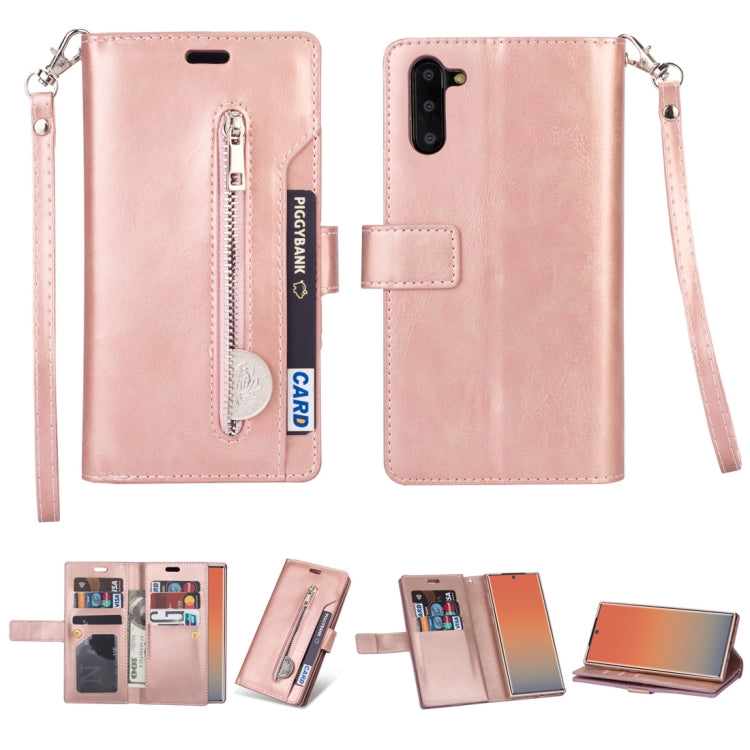For Samsung Galaxy Note10 Multifunctional Zipper Horizontal Flip Leather Case with Holder & Wallet & 9 Card Slots & Lanyard