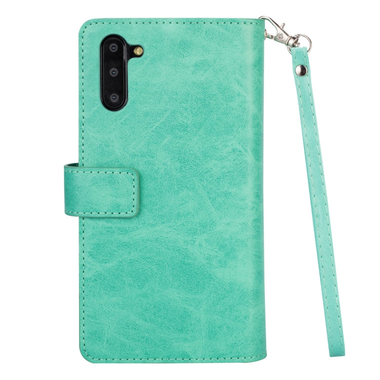 For Samsung Galaxy Note10 Multifunctional Zipper Horizontal Flip Leather Case with Holder & Wallet & 9 Card Slots & Lanyard