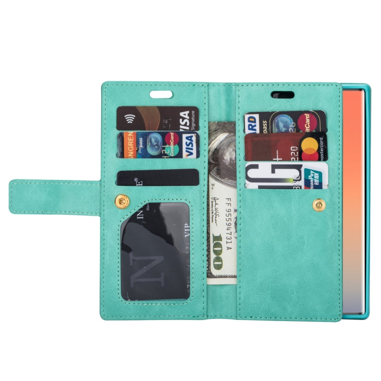 For Samsung Galaxy Note10 Multifunctional Zipper Horizontal Flip Leather Case with Holder & Wallet & 9 Card Slots & Lanyard